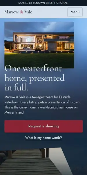 Sample: Luxury waterfront listing team at 1.2 seconds